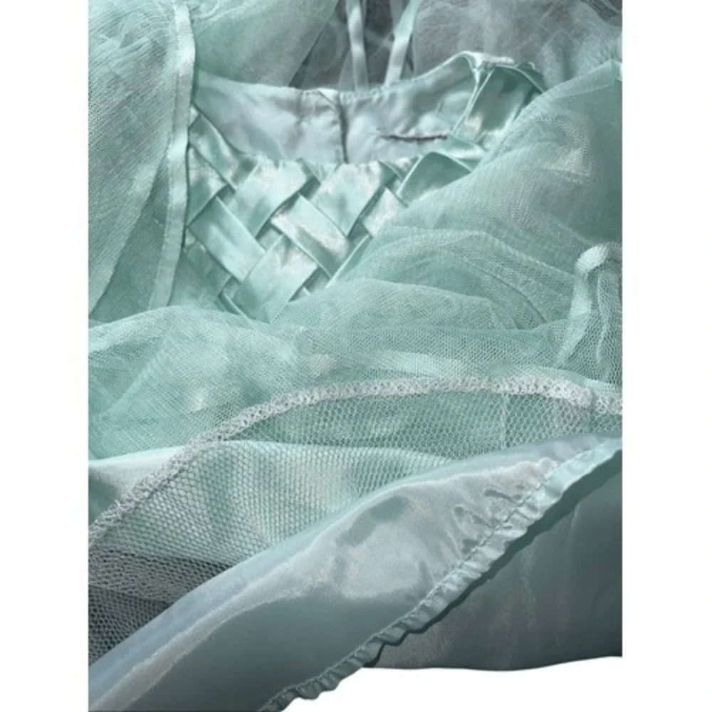 Toddler Girl 12M Mint Green Formal Tulle Dress Rhinestone Flower Girl Easter